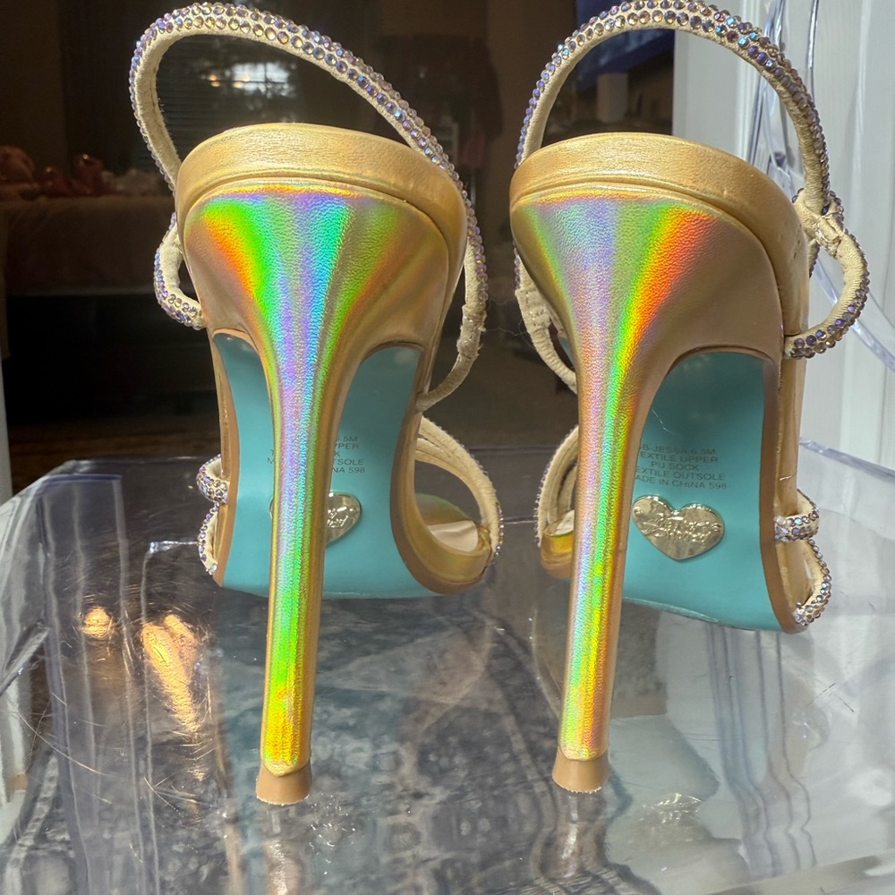 Betsey Johnson Gold Iridescent Strappy Heels - Picture 3 of 10